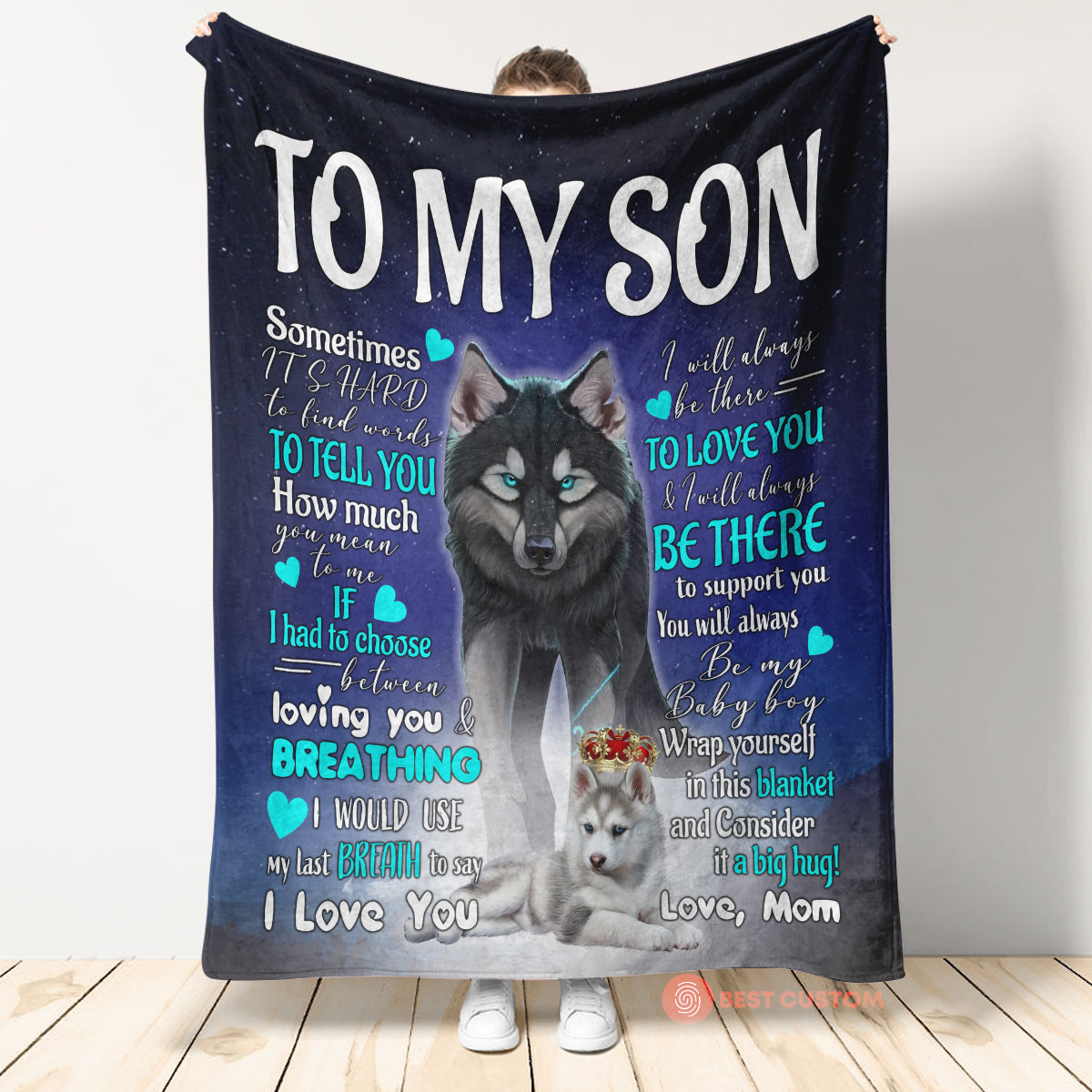 Gift For Son Blanket, To My Son Wolf Mom Fleece Blanket 1664527763342.jpg