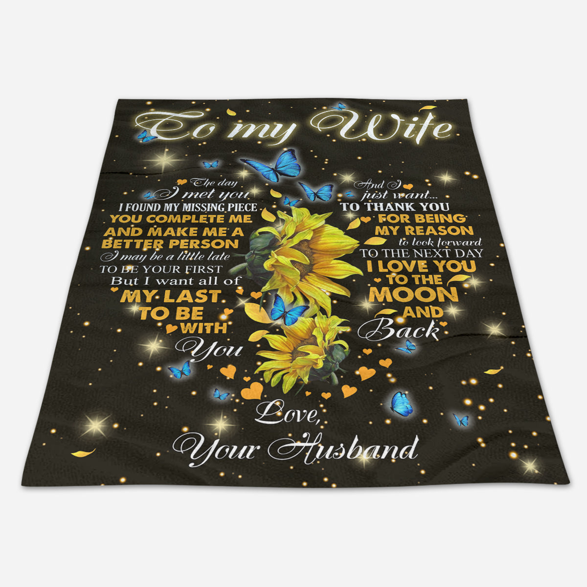 Gift For Wife Blanket, To My Wife The Day I Met You Sunflower & Butterfy From Husband 1664527913821.jpg