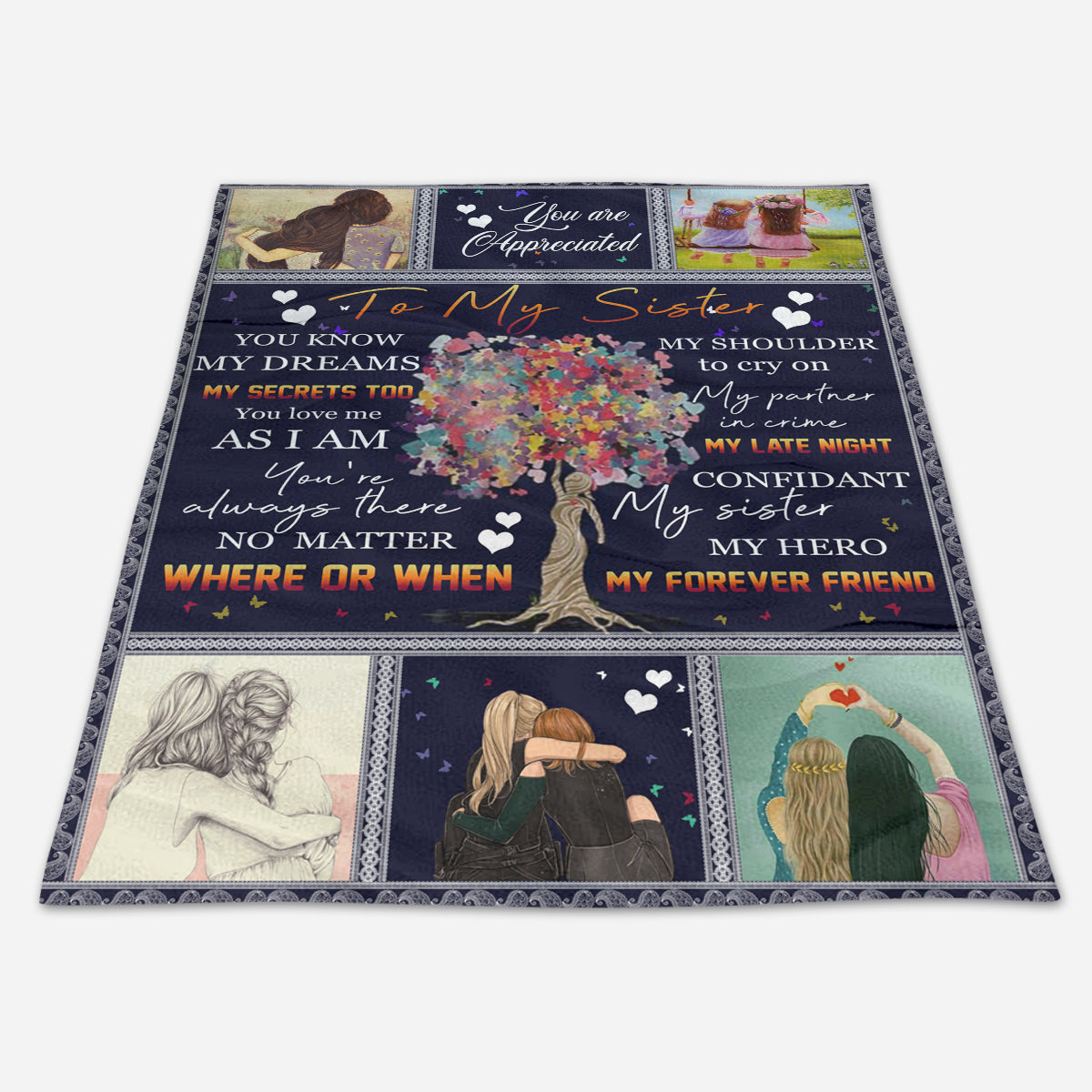 Gift For Sister Blanket, To My Sister My Here My Forever Friend Love Sister Gift 1664528665881.jpg