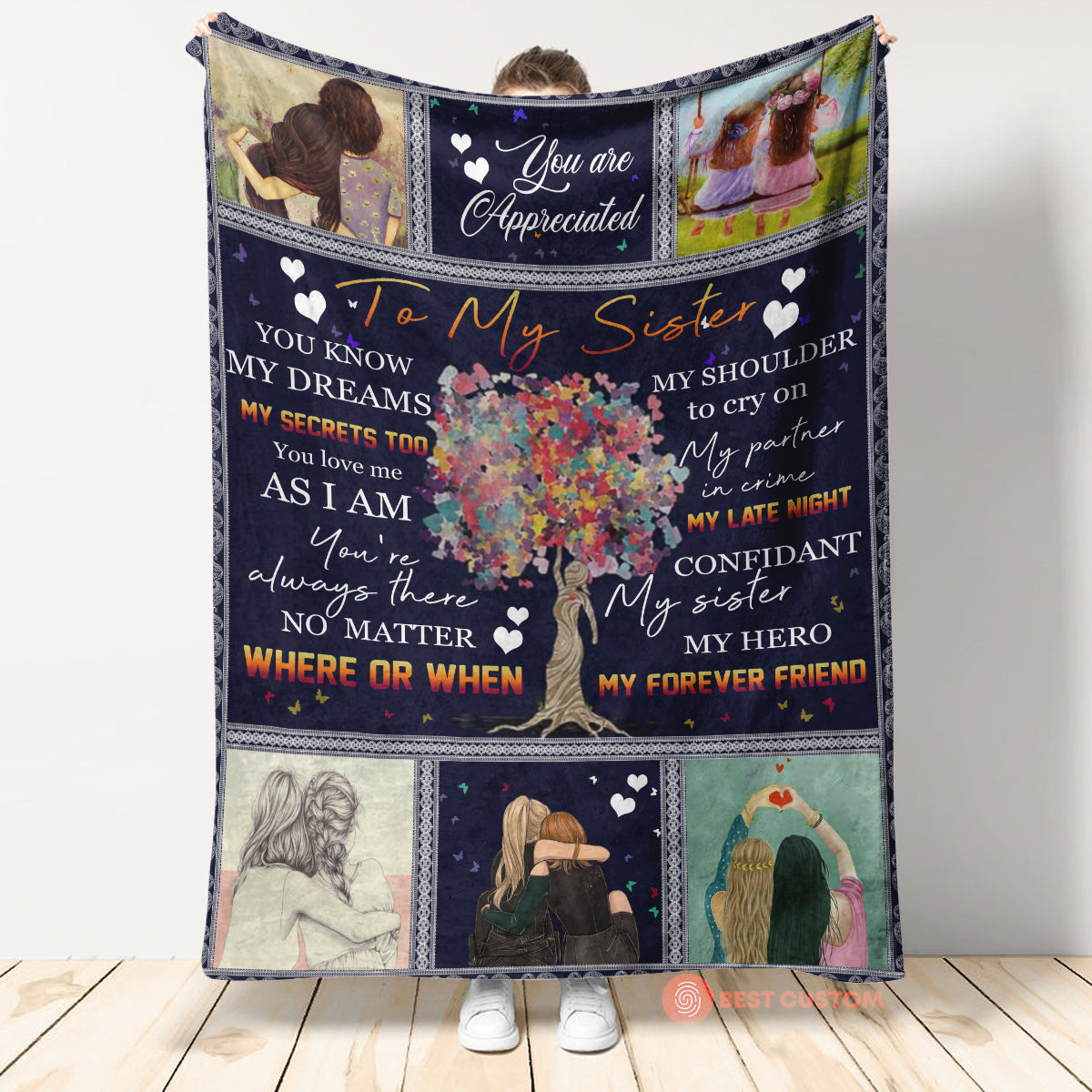 Gift For Sister Blanket, To My Sister My Here My Forever Friend Love Sister Gift 1664528666460.jpg