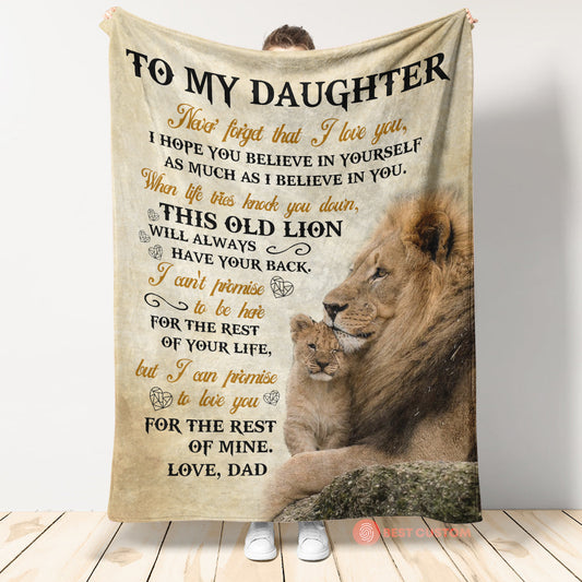 Gift For Daughter Blanket, To My Daughter Lion Never Forget That I Love You - Love From Dad 1664529674990.jpg