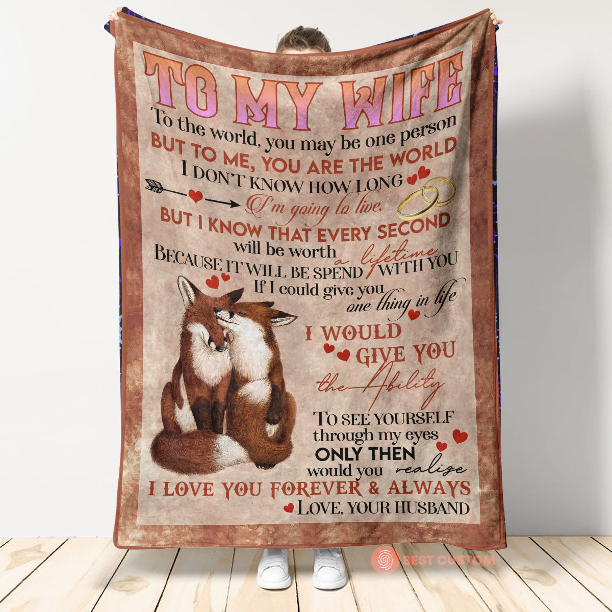 To My Wife To The World You May Be One Person But To Me You A The World Gift For Wife From Husband On Valentine's Day Birthday Anniversary 1664529733993.jpg