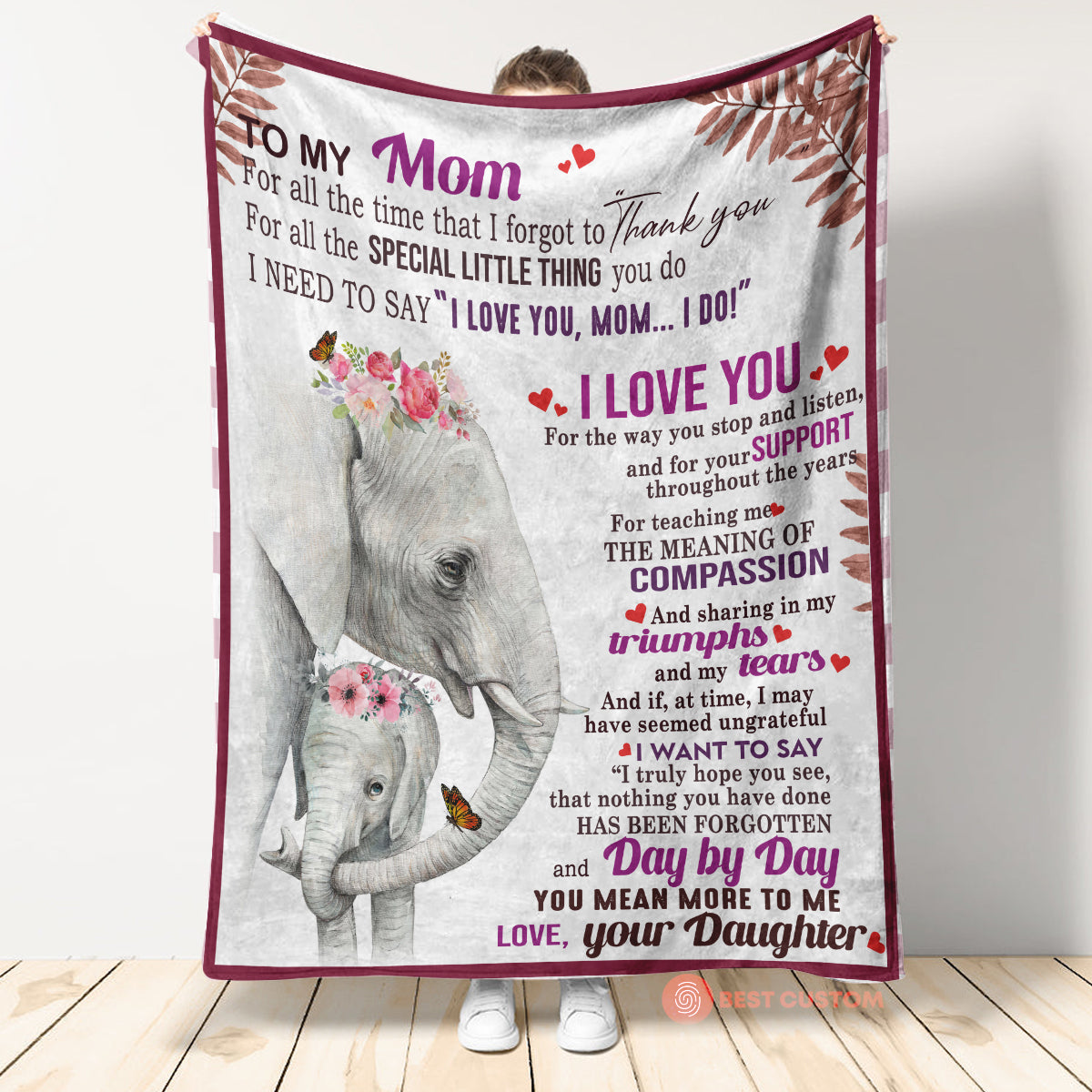 To My Mom,elephant Blanket, Fleece Blanket, Mink Blanket, Blanket For Mom.gift For Mom Family Home Decor Bedding Couch Sofa Soft And Comfy Cozy 1664530202804.jpg