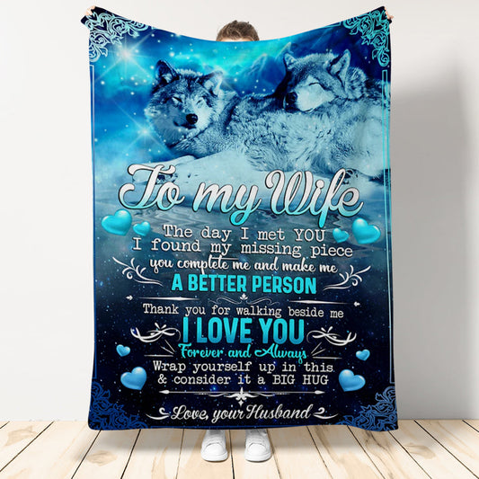 Gift For Wife Blanket, To My Wife I Love You Wolf Fleece Blanket 1665111900780.jpg