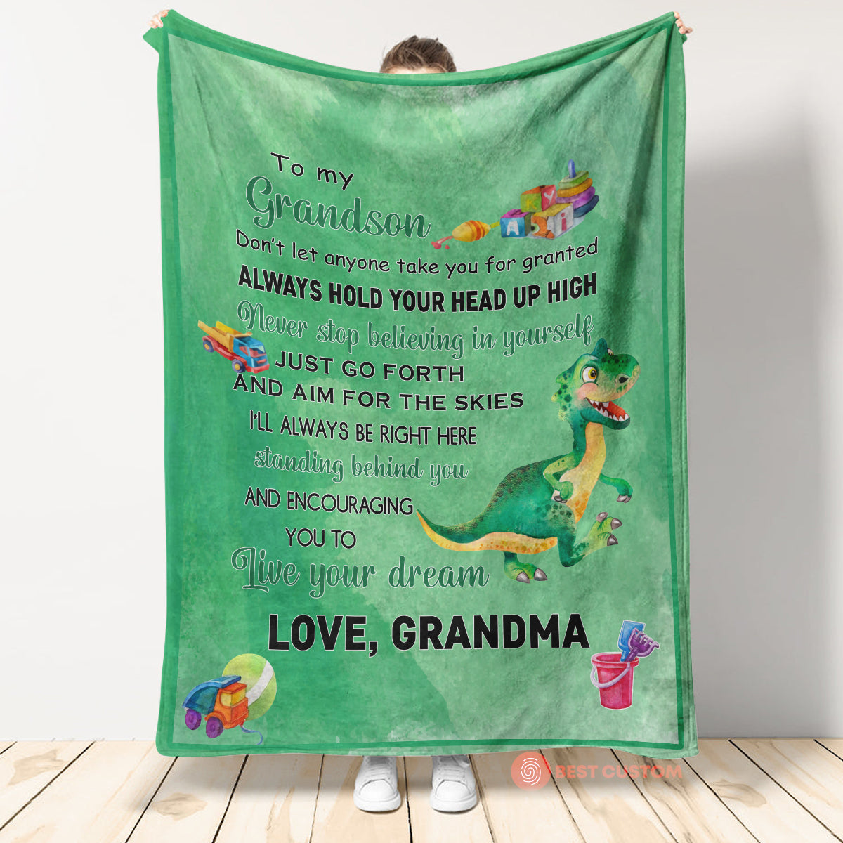 Gift For Grandson Blanket, To Grandson Dinosaur Live Your Dream 1665112065903.jpg