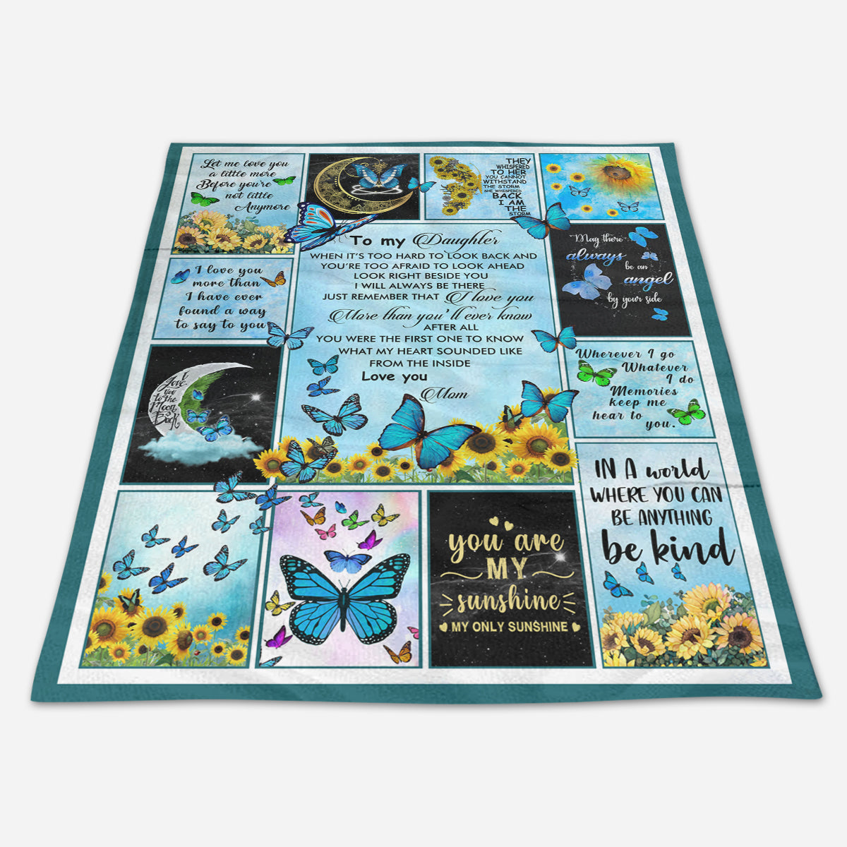 Gift For Daughter Blanket, To My Daughter Sunflower And Butterflies You Are My Sunshine, Love From Mom 1665112157264.jpg
