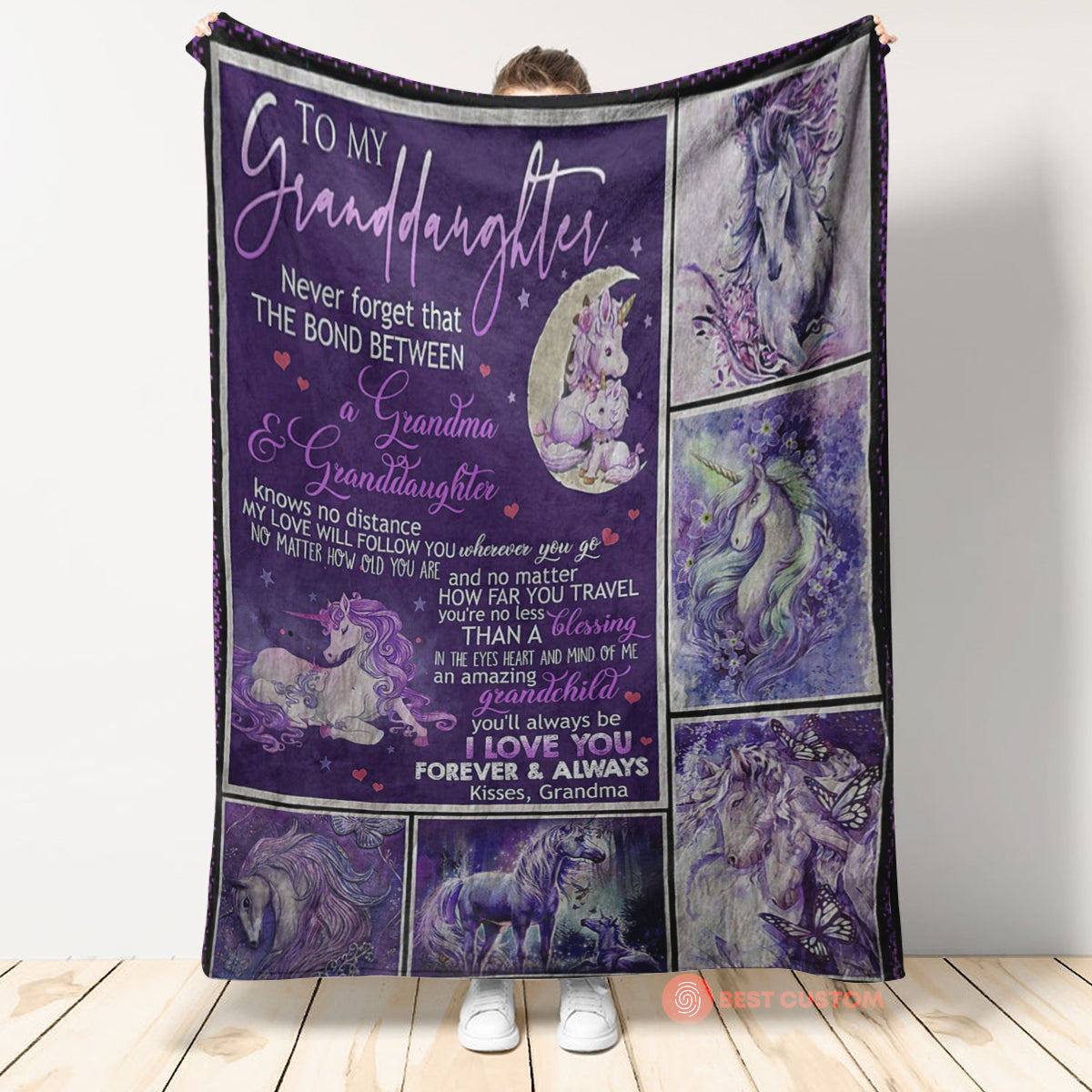 Gift For Granddaughte Blanket, To My Granddaughter Unicorn Never Forget That The Bond Between A Grandma & Granddaughter 1665112249385.jpg