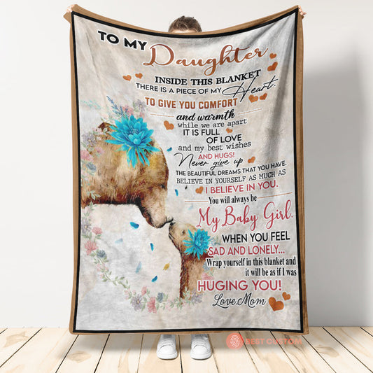 Gift for Daughter Blanket, To My Daughter There Is A Piece Of My Heart Bear 1665113743918.jpg