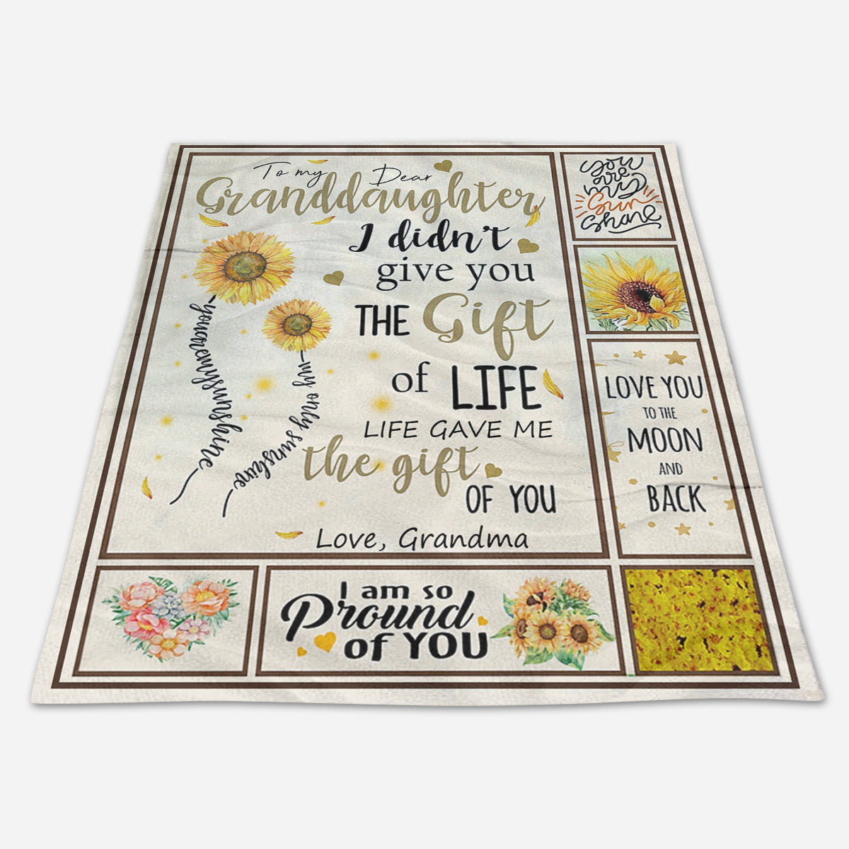 Grandma To Granddaughter Gift Of You Sunflower Fleece Blanket - Quilt Blanket 1665116308561.jpg
