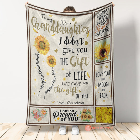 Grandma To Granddaughter Gift Of You Sunflower Fleece Blanket - Quilt Blanket 1665116309106.jpg