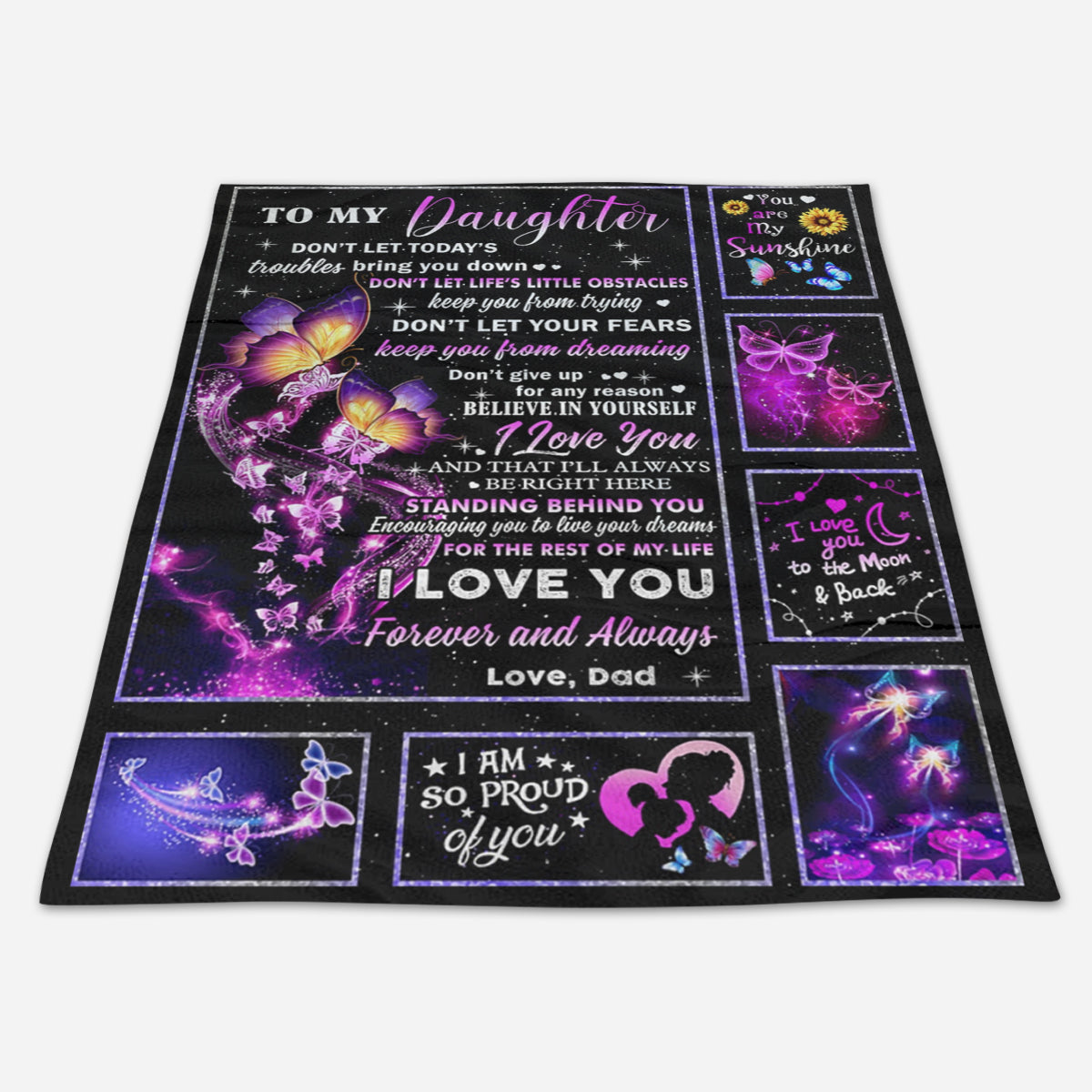 Gift For Daughter Blanket, From Mom Dad To Daughter Butterfly Believe In Yourself Fleece Blanket 1665116387080.jpg