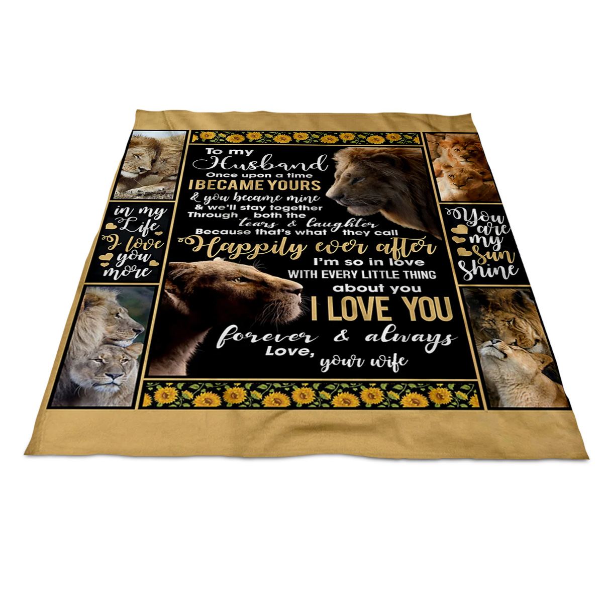 Best Valentine Gift For Husband Blanket, Wife To Husband You Are My Sunshine Lion Fleece Blanket 1665116465580.jpg