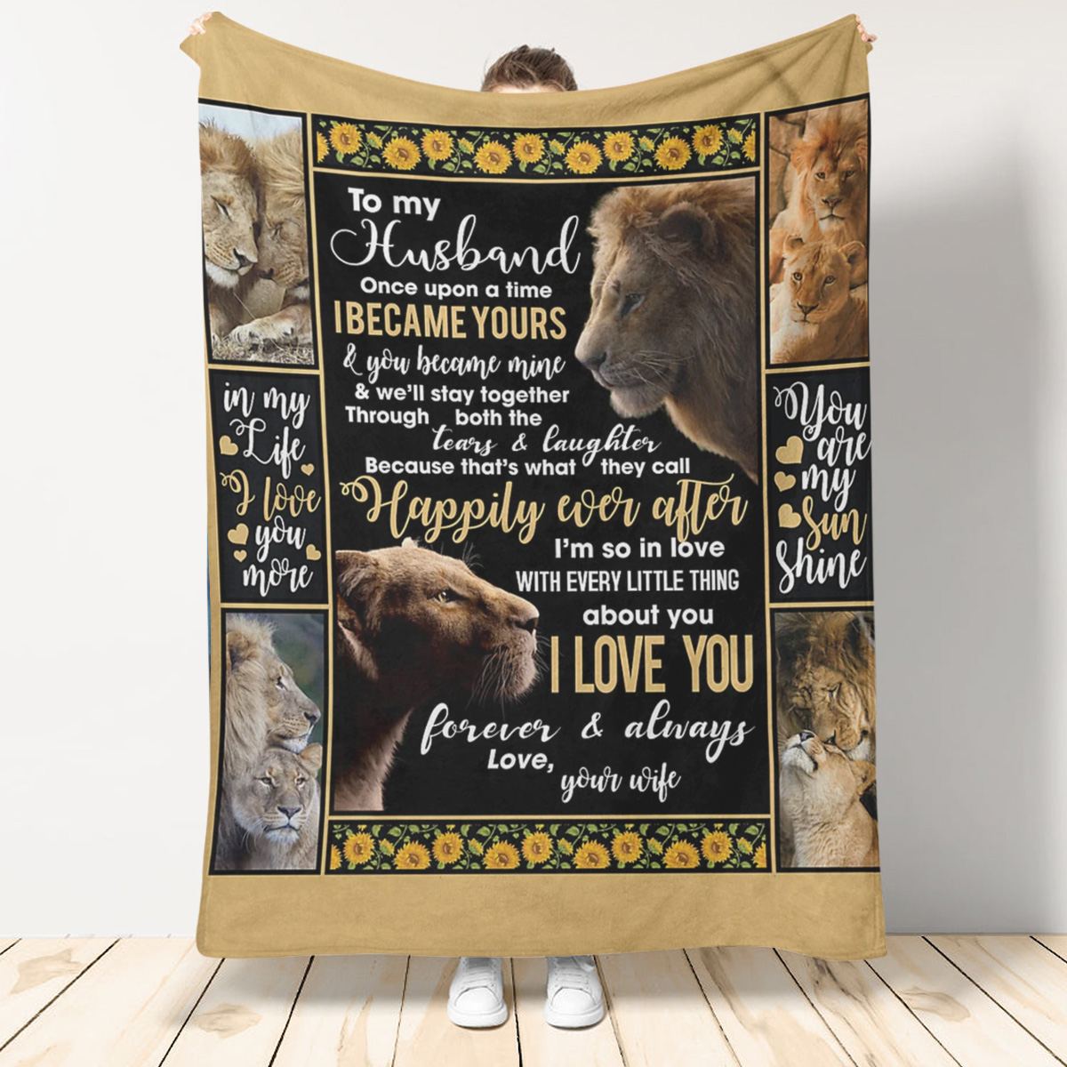 Best Valentine Gift For Husband Blanket, Wife To Husband You Are My Sunshine Lion Fleece Blanket 1665116465866.jpg