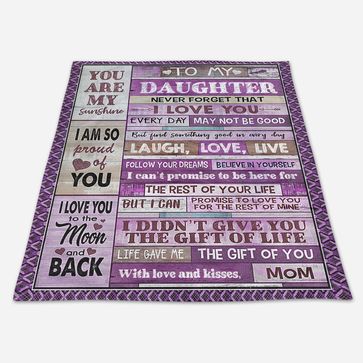 Gift For Daughter Blanket, From Mom To Daughter Pink You Are My Sunshine Fleece Blanket 1665116569985.jpg
