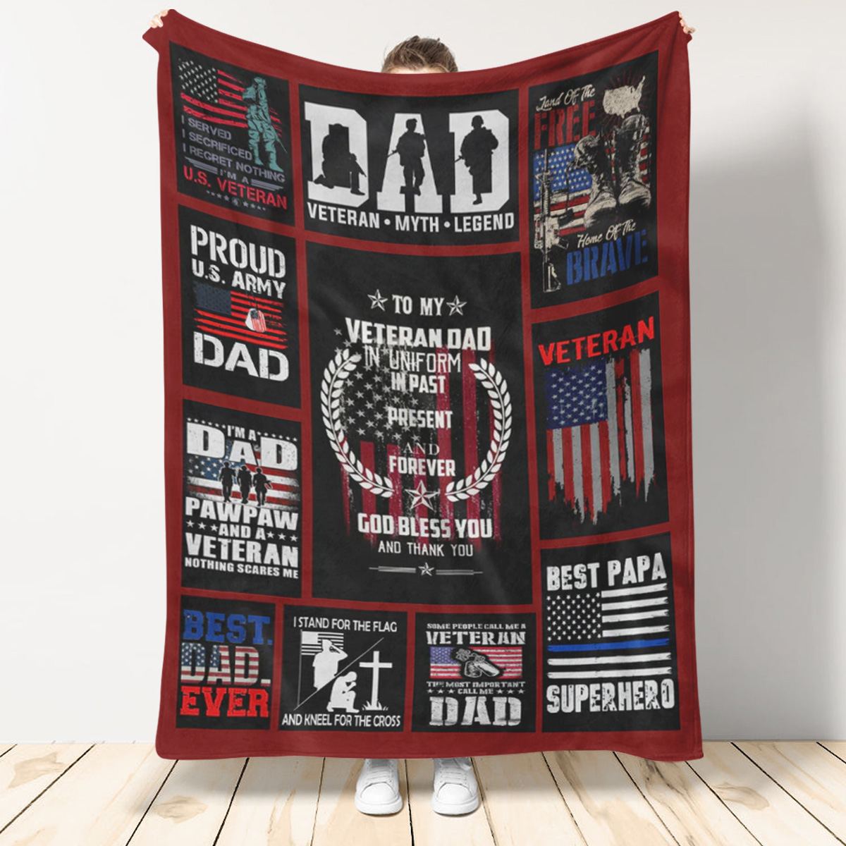 Gift For Father Blanket, To My Veteran Dad Veteran Myth Legend 1665135387721.jpg