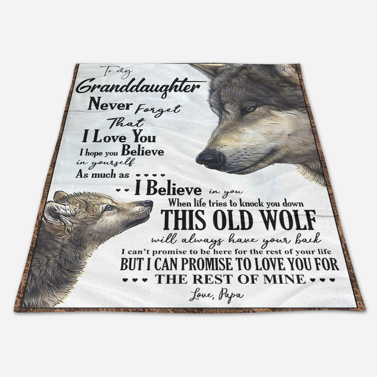 My Grandson Wolf Believe In Yourself Gift From Papa Fleece Blanket - Quilt Blanket 1665135437318.jpg