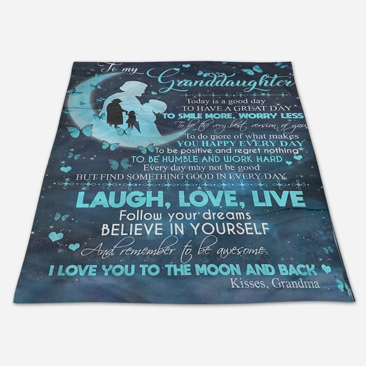To My Granddaughter Butterfly Moon Follow Your Dream Gift From Grandma Fleece Blanket - Quilt Blanket 1665135562022.jpg