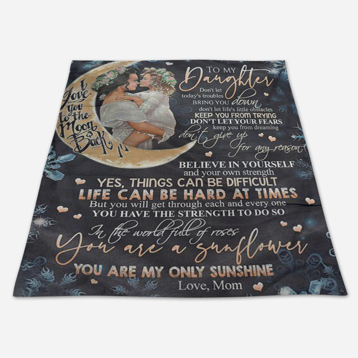 To My Daughter Motherhood I Love You To The Moon And Back Gift From Mom Fleece Blanket - Quilt Blanket 1665633397912.jpg