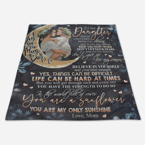 To My Daughter Motherhood I Love You To The Moon And Back Gift From Mom Fleece Blanket - Quilt Blanket 1665633397912.jpg
