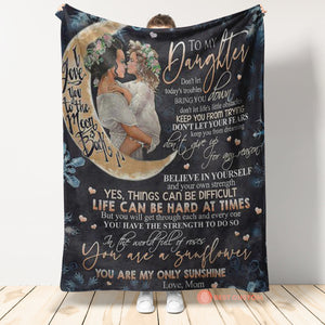 To My Daughter Motherhood I Love You To The Moon And Back Gift From Mom Fleece Blanket - Quilt Blanket 1665633398210.jpg