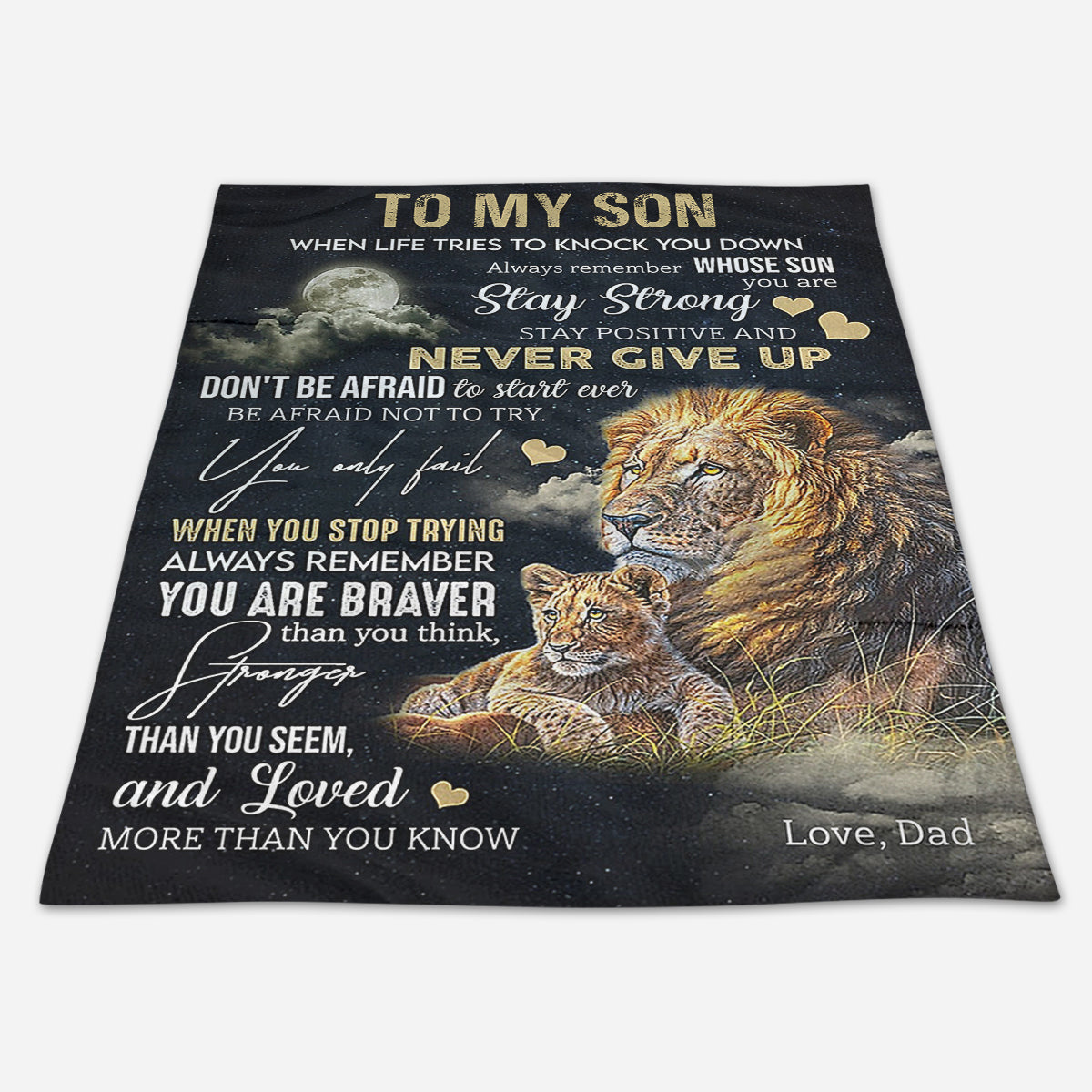 Gift For Son Blanket, Lion To My Son Always Remember You're Braver Than You Think - Love From Dad 1666342787301.jpg