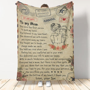 Gift For Mother Blanket, Son To Mom You Were The First Person To Hold My Hand 1666584017787.jpg