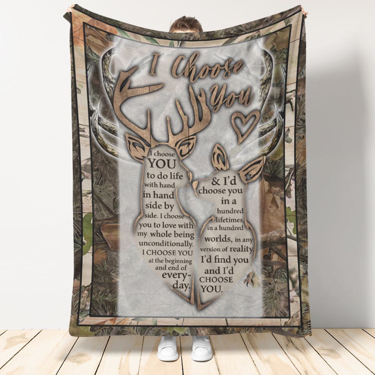 Gift For Couple Blanket, I Choose You, Buck & Doe Blanket Gift For Couple 1666584454605.jpg