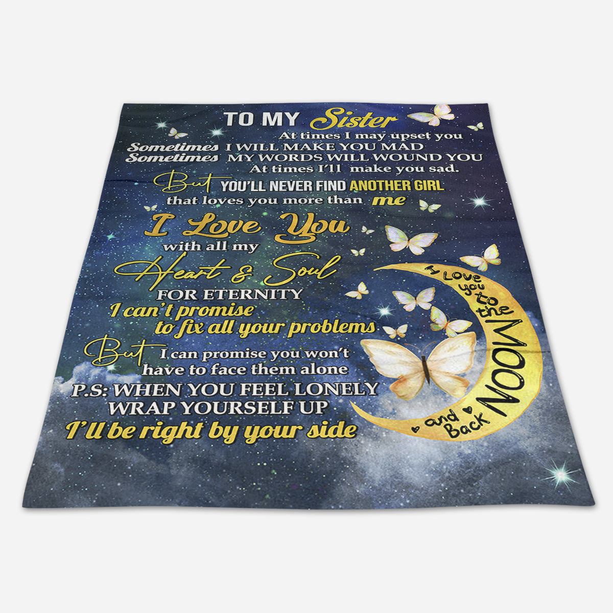 Personalized Gift For Sister Blanket, Butterfly And Moon To My Sister I Love You With All My Heart And Soul 1666584641977.jpg