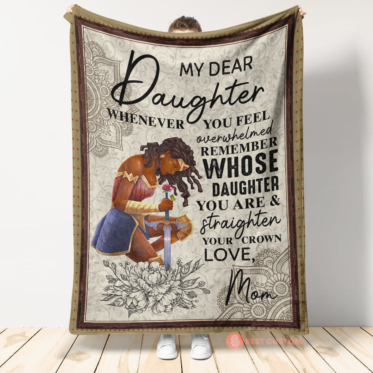 To My Daughter Wonder Woman Straighten Your Crown Fleece Blanket Gift For Family, Birthday, Daughter, Mother To Daughter Gift Home Decor Bedding Couch Sofa Soft and Comfy 1666584967565.jpg