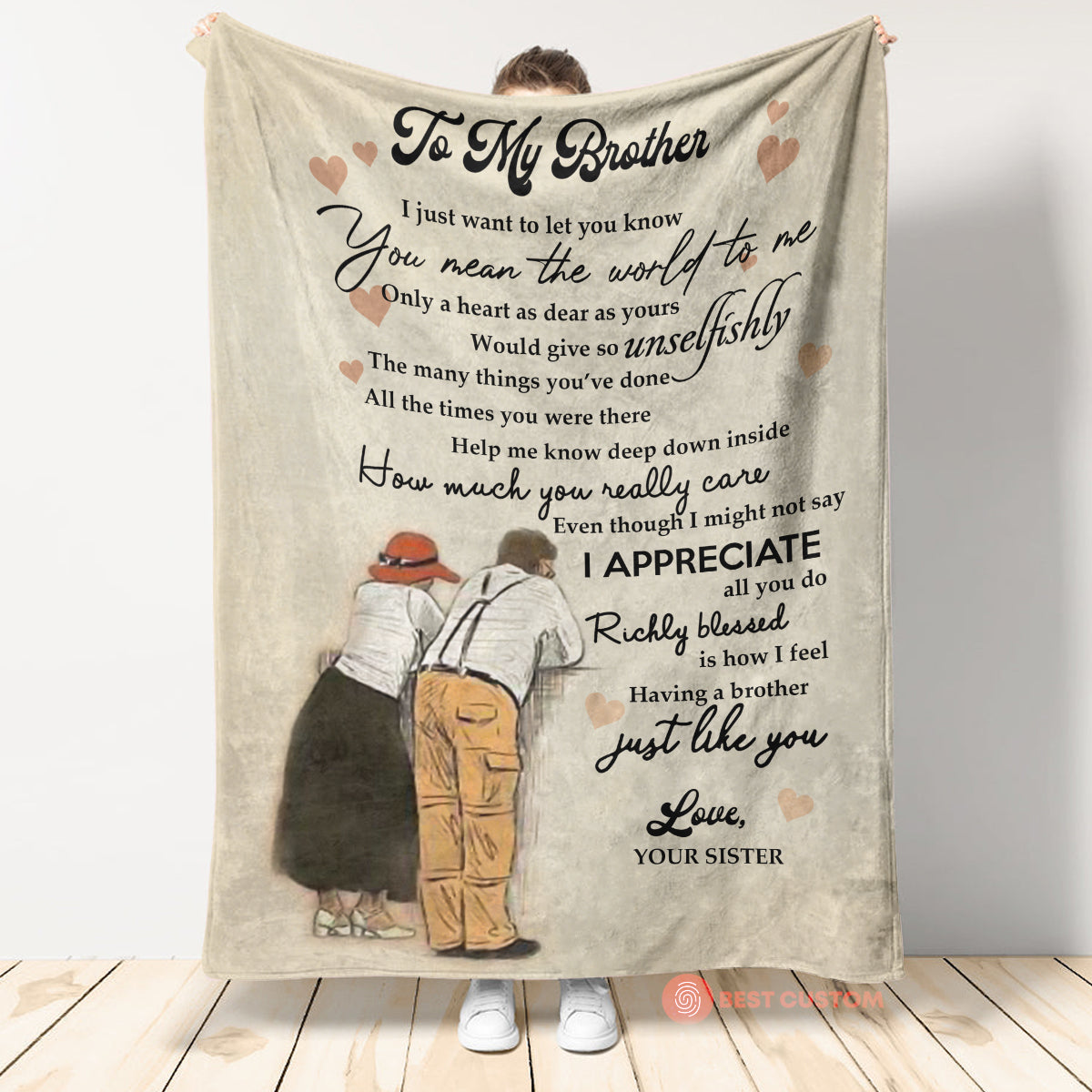 Gift For Brother Blanket, To My Brother From Sister How I Feel Having Brother Just Like You 1666585116929.jpg