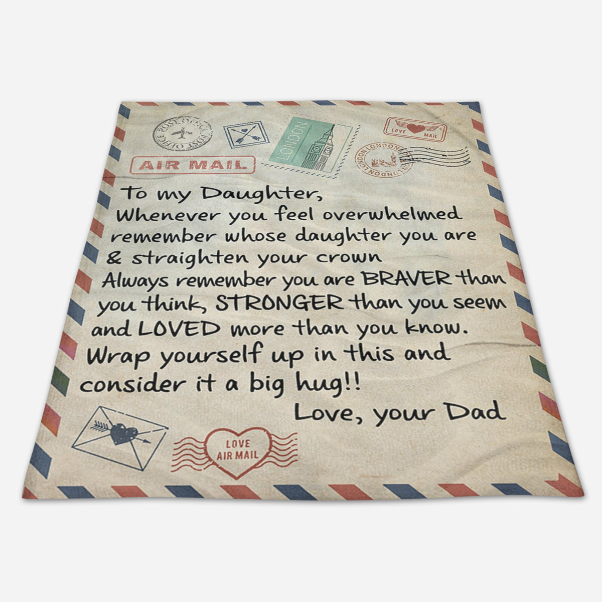 Gift For Daughter Blanket, Dad To Daughter Love Letter Fleece Blanket 1666593323207.jpg