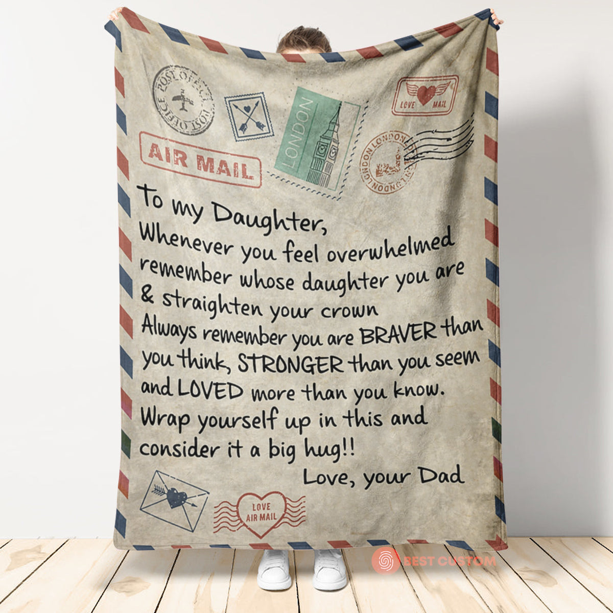 Gift For Daughter Blanket, Dad To Daughter Love Letter Fleece Blanket 1666593323528.jpg