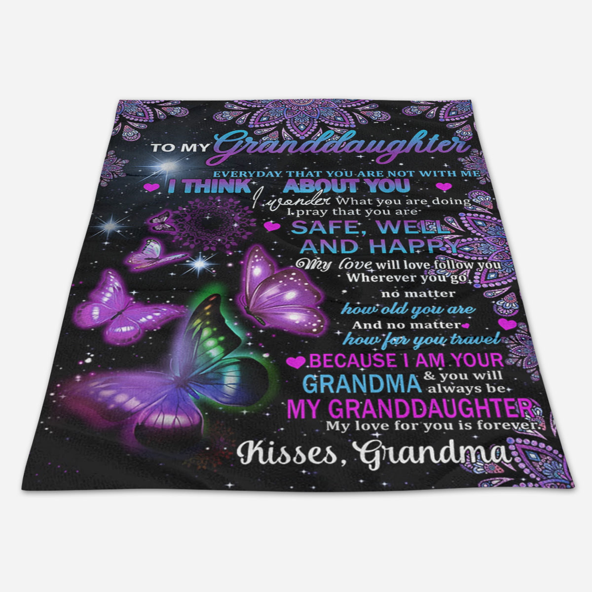 Gift For Granddaughter Blanket, Grandma To Granddaughter Butterfly Think About You Fleece Blanket 1666593404247.jpg