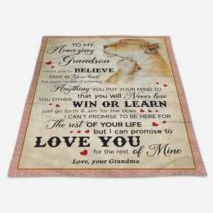 Gift For Son Blanket, Lion To My Amazing Grandson I Can Promise To Love You 1668413870995.jpg