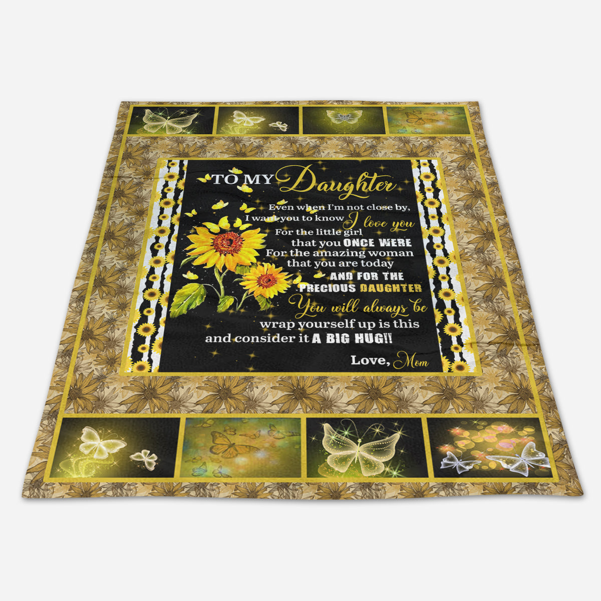 Gift For Daughter Blanket, To My Daughter Butterfly Sunflower Consider A Big Hug - Love From Mom 1670832031165.jpg