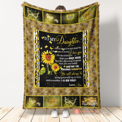 Gift For Daughter Blanket, To My Daughter Butterfly Sunflower Consider A Big Hug - Love From Mom 1670832031340.jpg