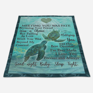 Best Valentine Gift For Girlfriend, Sea Turtle Couple Meeting You Fleece Blanket Home Decor Bedding Couch Sofa Soft And Comfy Cozy 1672997389085.jpg