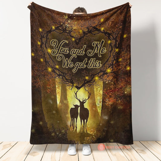 Best Valentine Gift For Girlfriend, You And Me We Got This Deer Couple Blanket Gift For Him Her Couple Birthday Gift Home Decor Bedding Couch Sofa Soft And Comfy Cozy 1673248327358.jpg