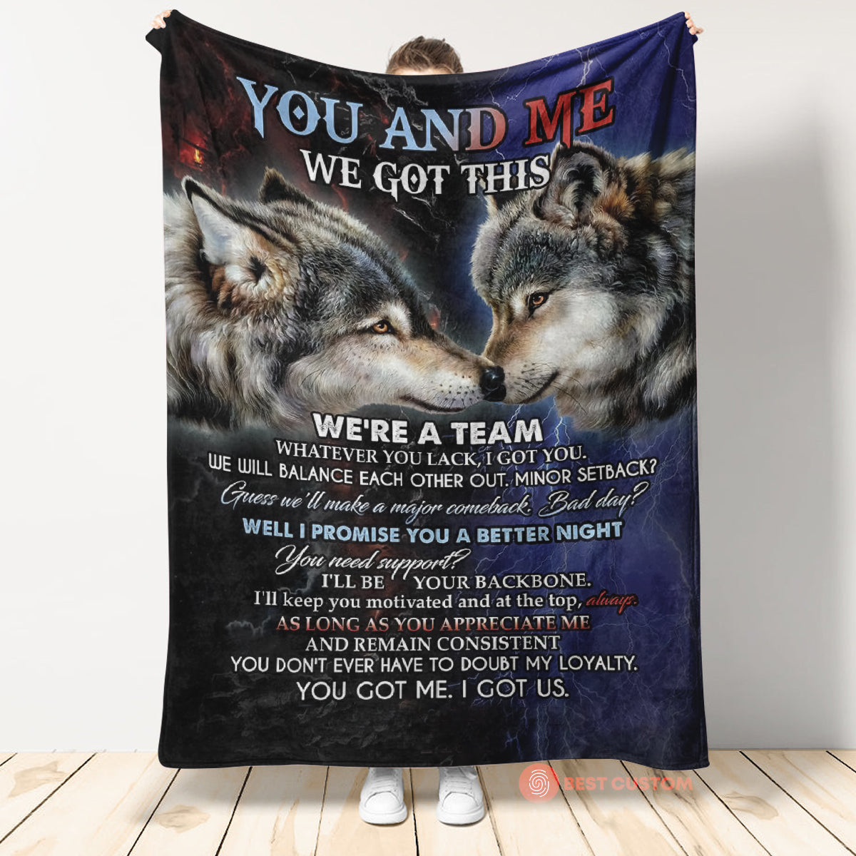 Best Valentine Gift For Girlfriend, We Got This We're A Team Fleece Blanket For Spouse, Wolf Lover Home Decor Bedding Couch Sofa Soft And Comfy Cozy 1673248421557.jpg