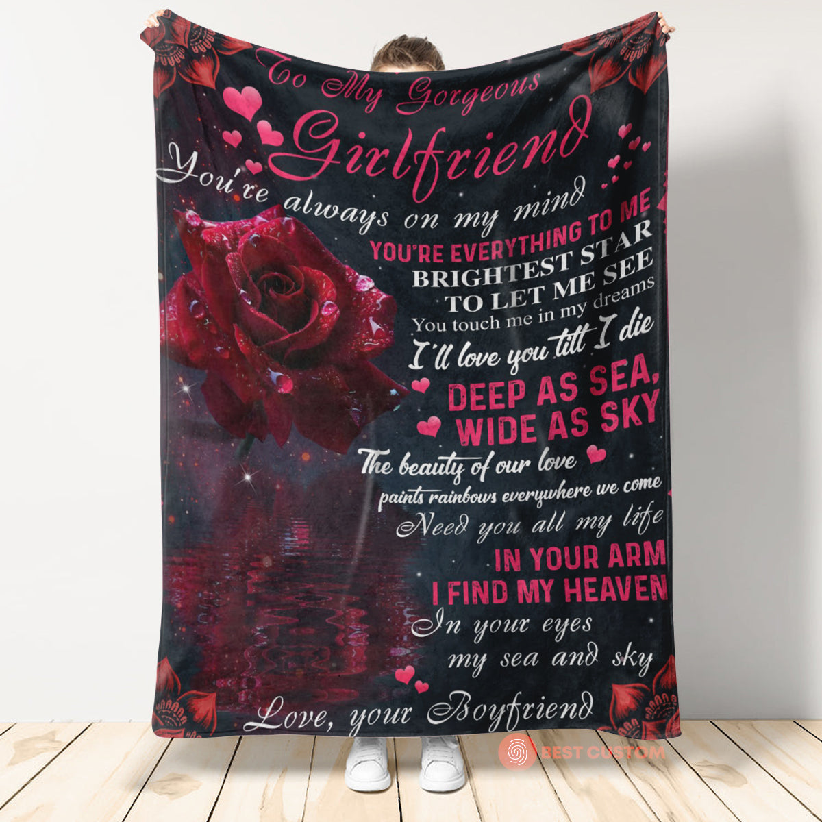 Best Valentine Gift For Girlfriend, Roses Blanket, You're Always On My Mind. Gift For Girlfriend Family Home Decor Bedding Couch Sofa Soft And Comfy Cozy 1673250410216.jpg