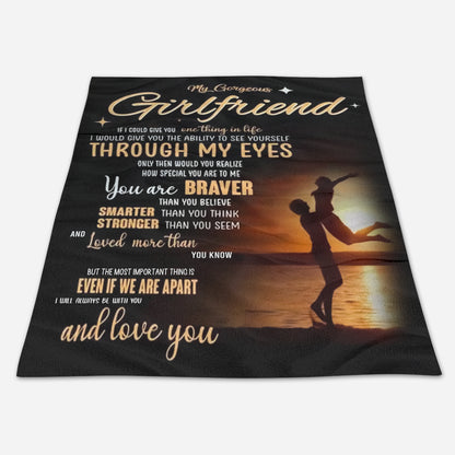 Best Valentine Gift For Girlfriend, Through My Eyes You Are Braver Fleece Blanket Gift For Family,birthday,girlfriend,wife,couple,gift Home Decor Bedding Couch Sofa Soft And Comfy Cozy 1673250963344.jpg
