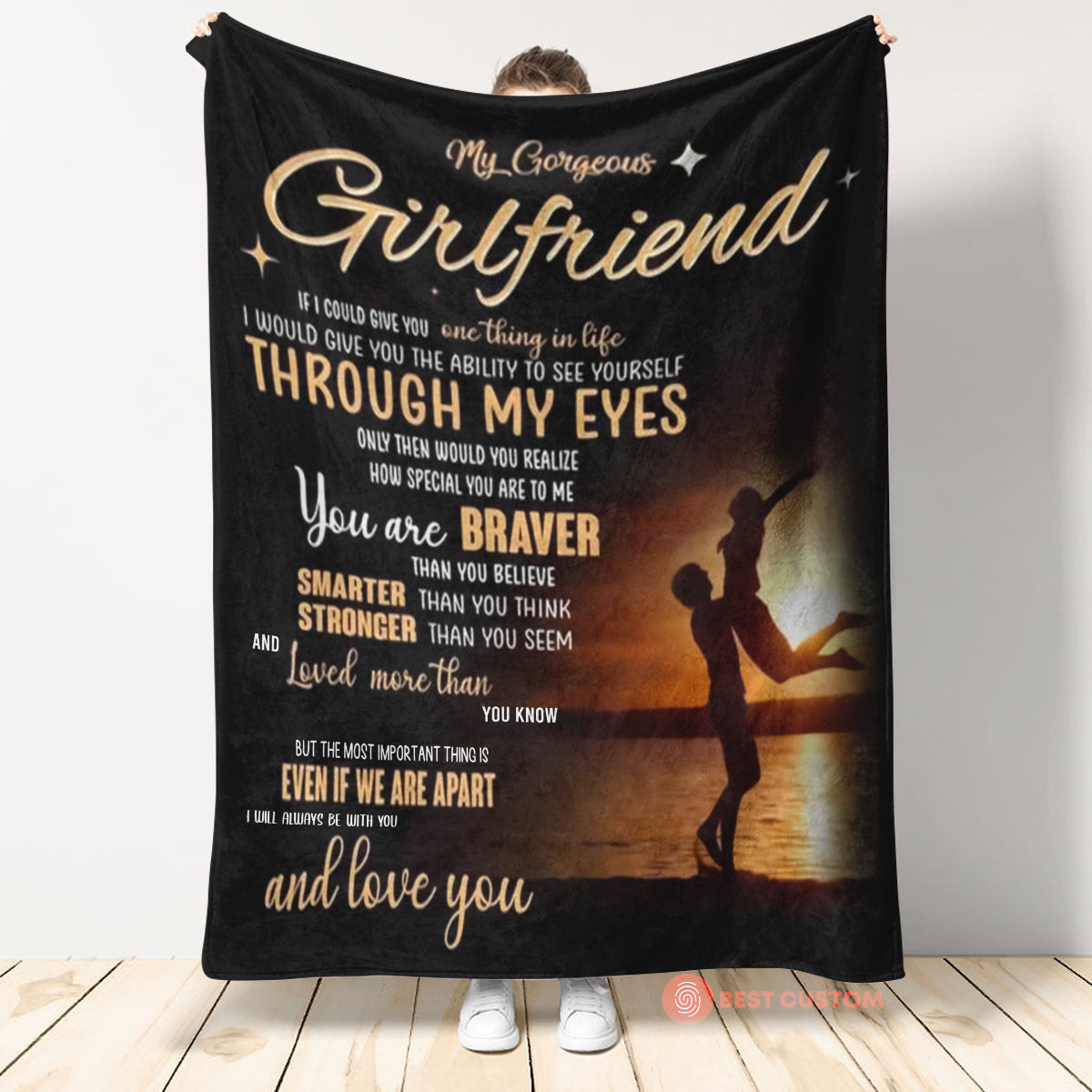 Best Valentine Gift For Girlfriend, Through My Eyes You Are Braver Fleece Blanket Gift For Family,birthday,girlfriend,wife,couple,gift Home Decor Bedding Couch Sofa Soft And Comfy Cozy 1673250963457.jpg