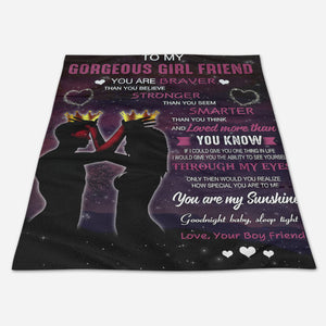 Best Valentine Gift For Girlfriend, Braver Stronger Smarter To My Gorgeous Girl Friend Fleece Blanket - Quilt Blanket 1673251191497.jpg