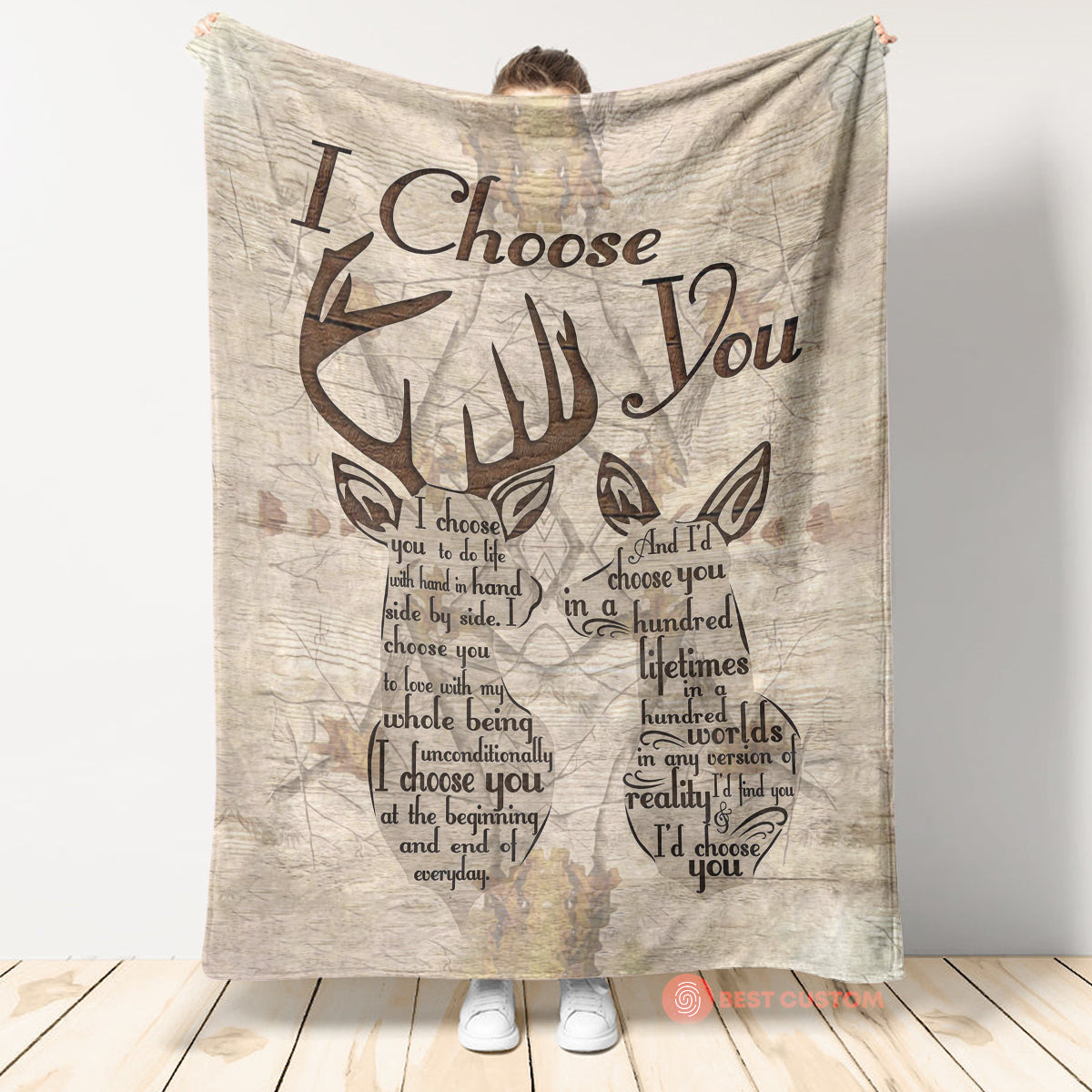 Gift For Couple Blanket, Deer Couple I Choose You 1673257245457.jpg