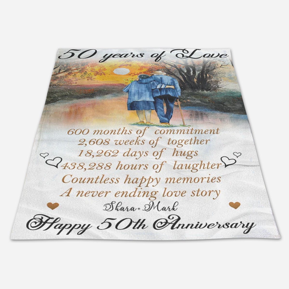 Best Valentine Gift For Girlfriend, Personalized 50 Years Of Love Happy 50th Anniversary Old Couple Blanket Gift For Couple Home Decor Bedding Couch Sofa Soft And Comfy Cozy 1673258200715.jpg