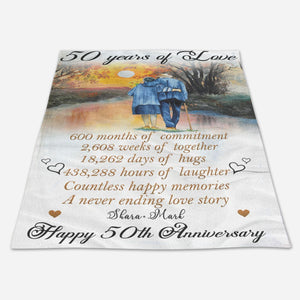 Best Valentine Gift For Girlfriend, Personalized 50 Years Of Love Happy 50th Anniversary Old Couple Blanket Gift For Couple Home Decor Bedding Couch Sofa Soft And Comfy Cozy 1673258200715.jpg