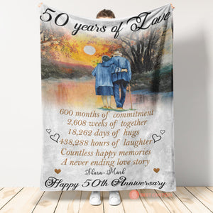 Best Valentine Gift For Girlfriend, Personalized 50 Years Of Love Happy 50th Anniversary Old Couple Blanket Gift For Couple Home Decor Bedding Couch Sofa Soft And Comfy Cozy 1673258200970.jpg