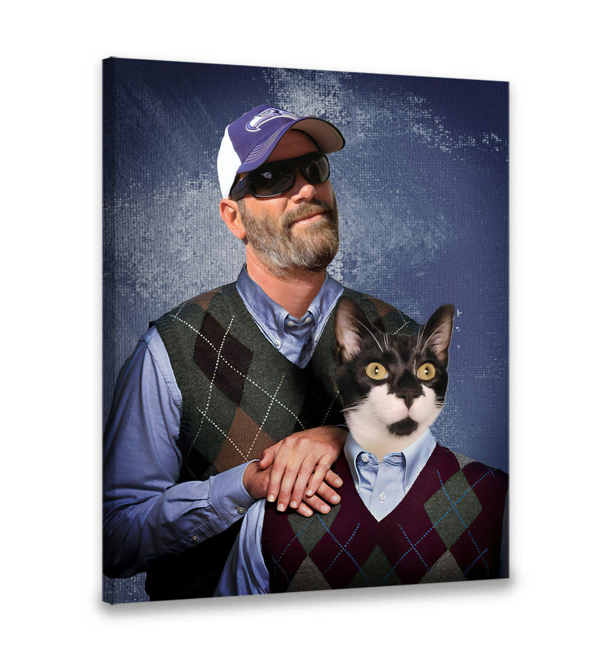 The Step Brothers, Funny Pet And Owner Portraits Canvas, Personalized Gifts For Dog Owners