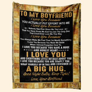 Best Valentine Gift For Boyfriend, I Love You A Big Hug Gift From Girlfriend Fleece Blanket 1673601158904.jpg