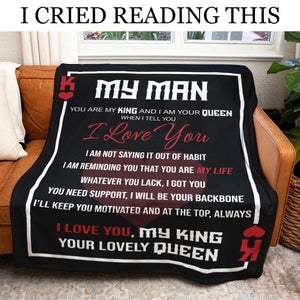 Best Valentine Gift For Boyfriend, My Man I Love You My King Blanket Gift For Him Husband Boyfriend Birthday Gift Home Decor Bedding Couch Sofa Soft and Comfy Cozy 1673601271568.jpg